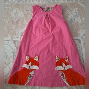 Boden Pink Girls Dress with Fox Design